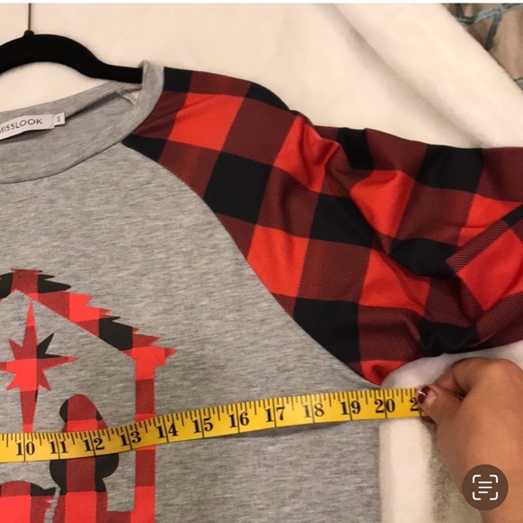 MISSLOOK true story check sleeve top size L - Picture 8 of 10